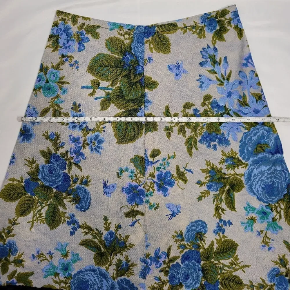 ABANDON SHIP skirt textured tapestry floral rose midi XS‎